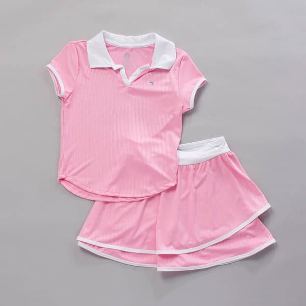 Girls (7-16) RBX Ribbed Polo Top w/ Skort Set - image 