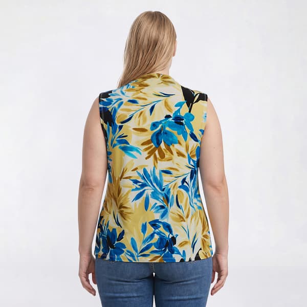 Plus Size Kasper Sleeveless Twist Neck Leaf Blouse