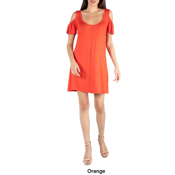 Womens 24/7 Comfort Apparel Open Shoulder Mini A-Line Dress