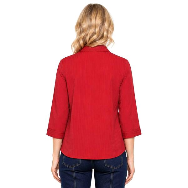 Plus Size Ali Miles 3/4 Cuff Sleeve Solid 1/4 Button Blouse
