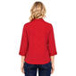 Plus Size Ali Miles 3/4 Cuff Sleeve Solid 1/4 Button Blouse - image 2