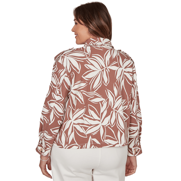 Plus Size Skye’s the Limit Blooming Pastels Leaf Denim Jacket