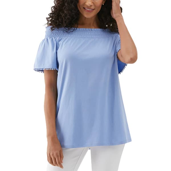Petite Ella Rafaella&#40;R&#41; Short Sleeve Off The Shoulder Top