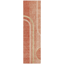 HomeRoots Salmon Abstract Washable Indoor/Outdoor Runner