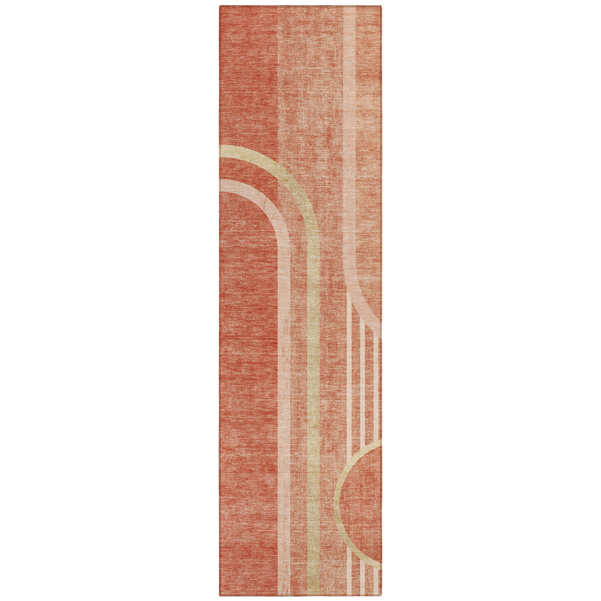 HomeRoots Salmon Abstract Washable Indoor/Outdoor Runner