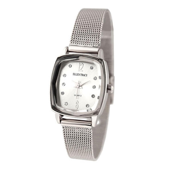 Womens Ellen Tracy Silver-Tone Faceted Bezel Watch - ET5188SL - image 