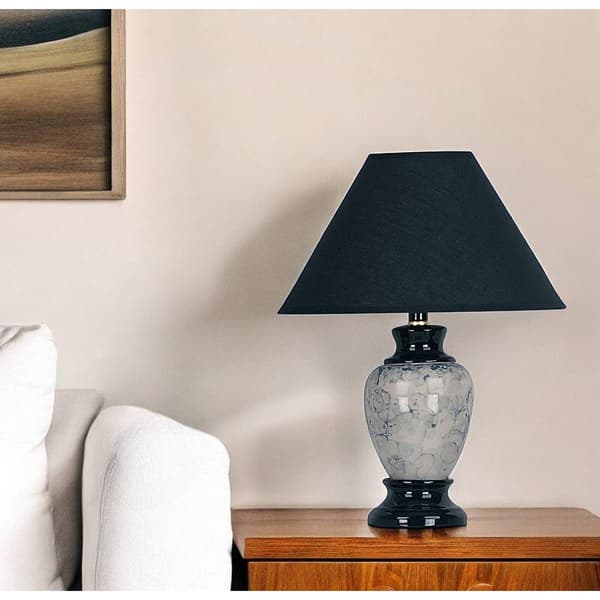 HomeRoots 13in. Black Ceramic Bedside Table Lamp