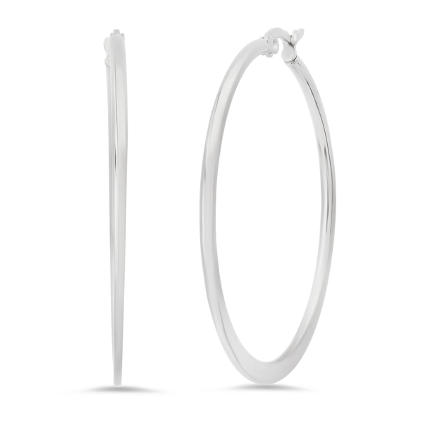 Saffron 80mm Stainless Steel-Polished Flat-Bottom Hoop Earrings - image 