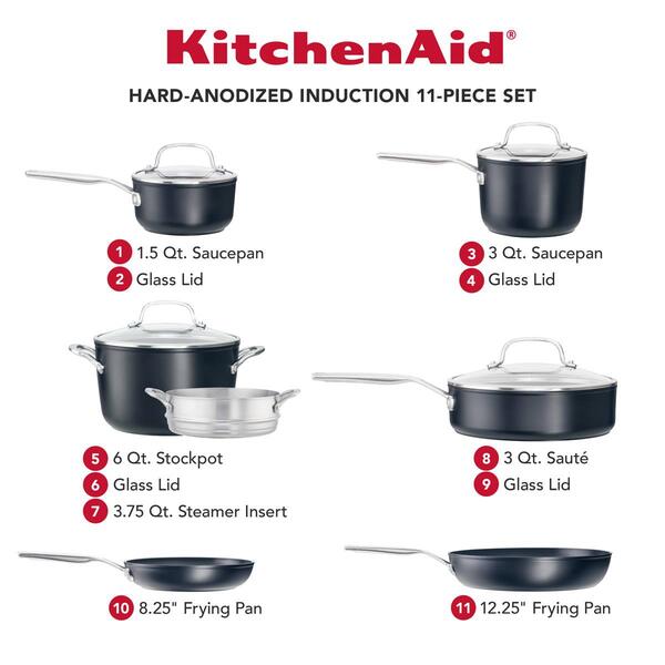 KitchenAid&#174; Hard-Anodized Induction 11pc. Cookware Set