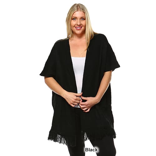 Plus Size White Mark Elbow Sleeve Maxi Cardigan