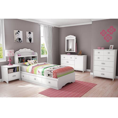 South Shore Tiara Twin Bookcase Headboard - White