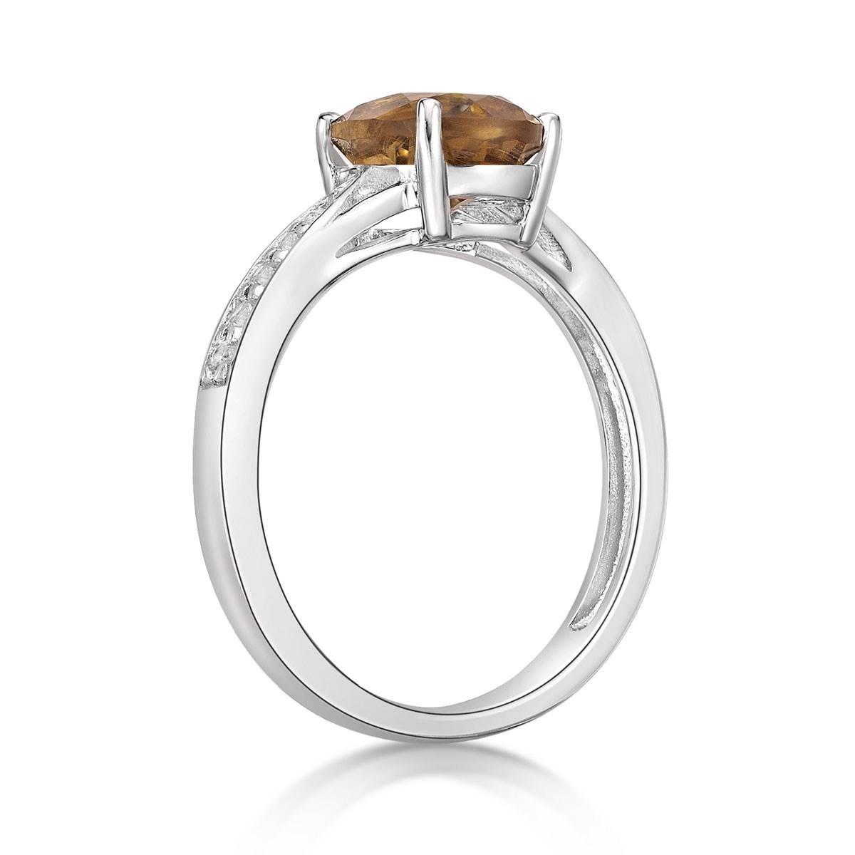 Sterling Silver Ring w/ Citrine & White Topaz Gemstones