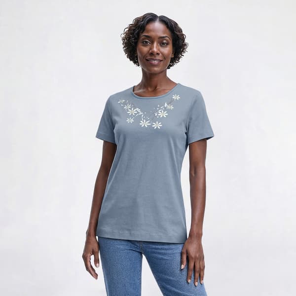 Womens Bonnie Evans Floral Daisy Chain Short Sleeve Tee - image 