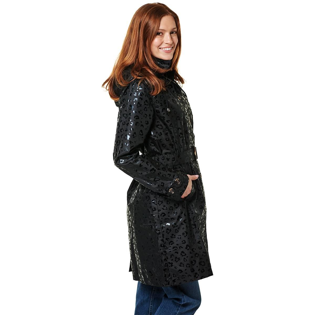 Womens Capelli New York Leopard Mid Length Trench Raincoat