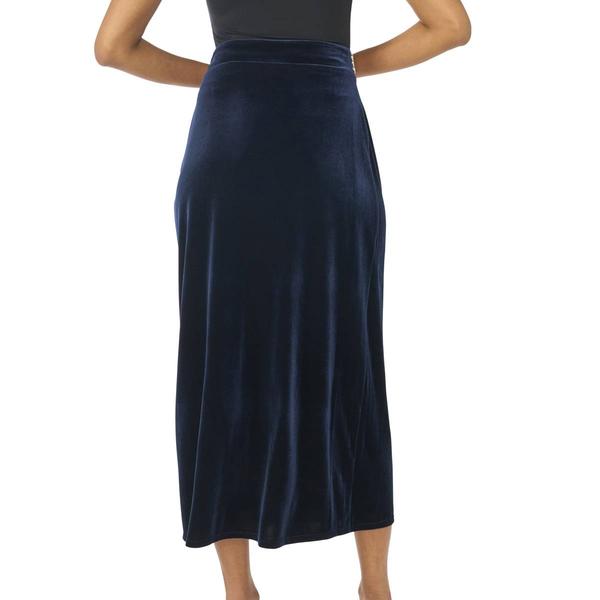 Womens MSK Rhinestone Waist Velvet Midi Skirt