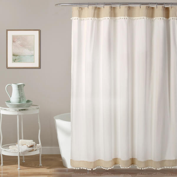 Lush Decor(R) Adelyn Pom Pom Shower Curtain - image 