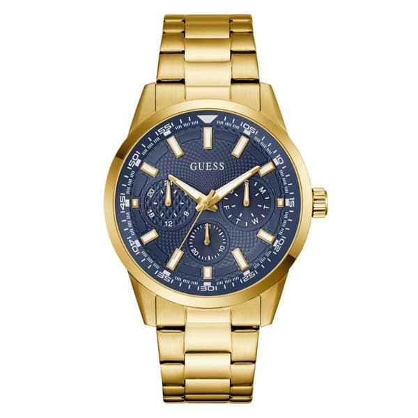 Mens Guess Gold-Tone Indigo Sunray Dial Quartz Watch - GW0963G2