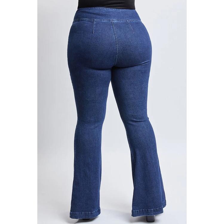 Juniors Plus YMI® High Rise V-Front Pull On Flare Jeans