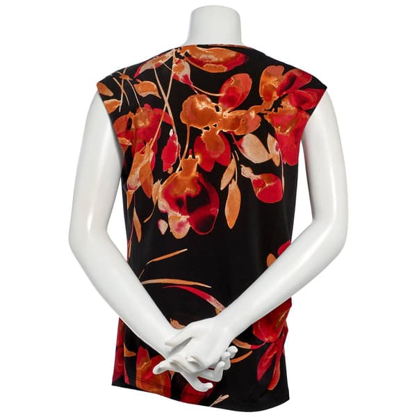 Womens Calvin Klein Sleeveless Floral Hardware Blouse