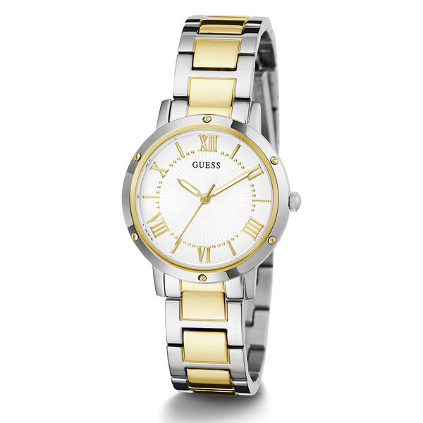 Womens Guess Silver/Gold-Tone White Dial Watch - GW0404L2