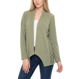Petite NY Collection Long Sleeve Solid Open Front Cardigan
