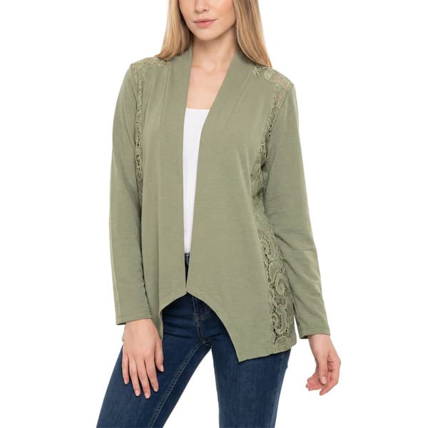 Petite NY Collection Long Sleeve Solid Open Front Cardigan