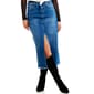 Juniors Celebrity Pink Frayed Notch Slit Maxi Denim Skirt - image 1