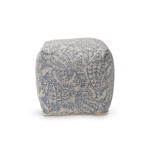 Baxton Studio Juvita Handwoven Cotton Paisley Pouf Ottoman