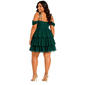 Juniors Plus Emerald Sundae Glitter Tulle Tiered Skater Dress - image 2