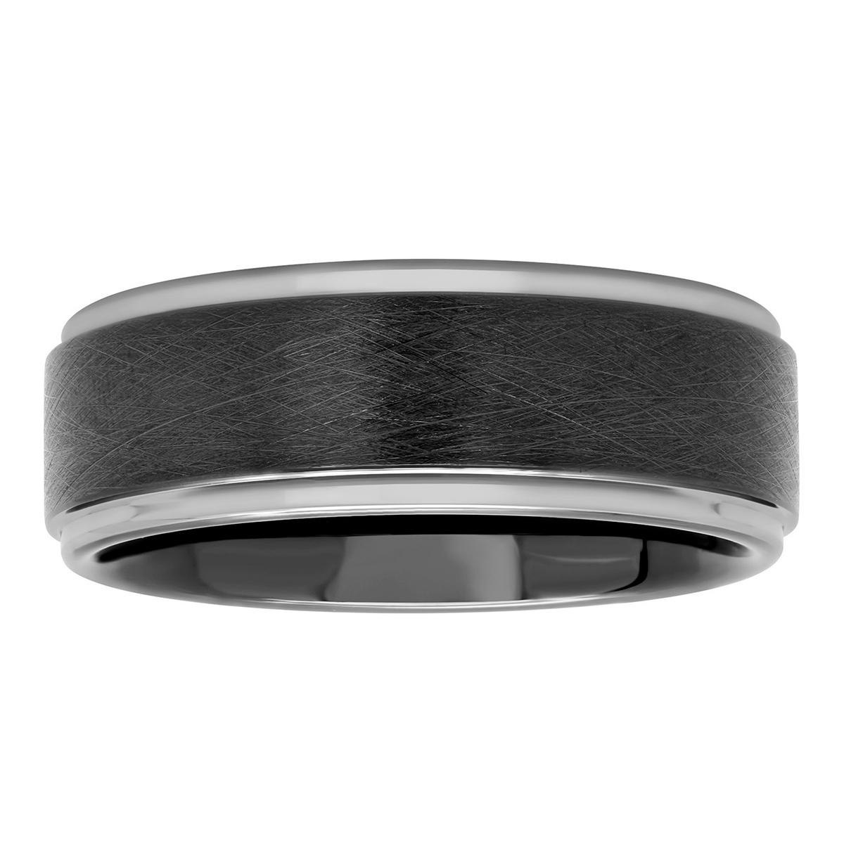 Mens Endless Affection™ Tungsten Step Edge Band Ring
