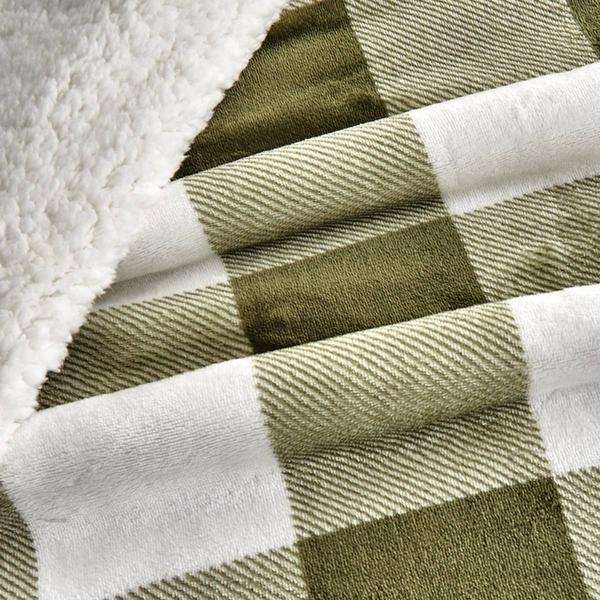 FreshFolds Kinsley Reversible Velvet Checkered & Sherpa Blanket