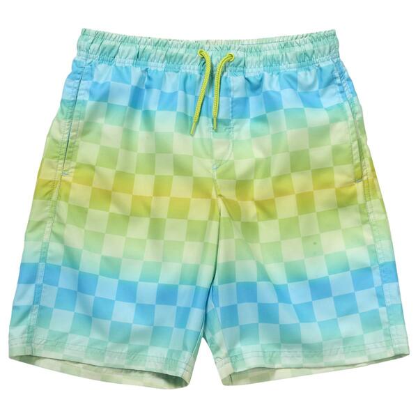 Boys &#40;8-20&#41; Surf Zone Checkered Swim Shorts - Blue/Green - image 