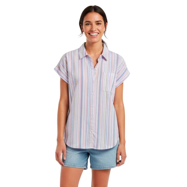 Womens Notations Dolman Sleeve Pocket Button Front Blouse - image 