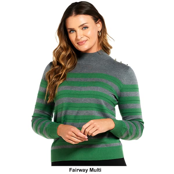 Women Retrology Long Sleeve Stripe Mock Neck Sweater Boscov's