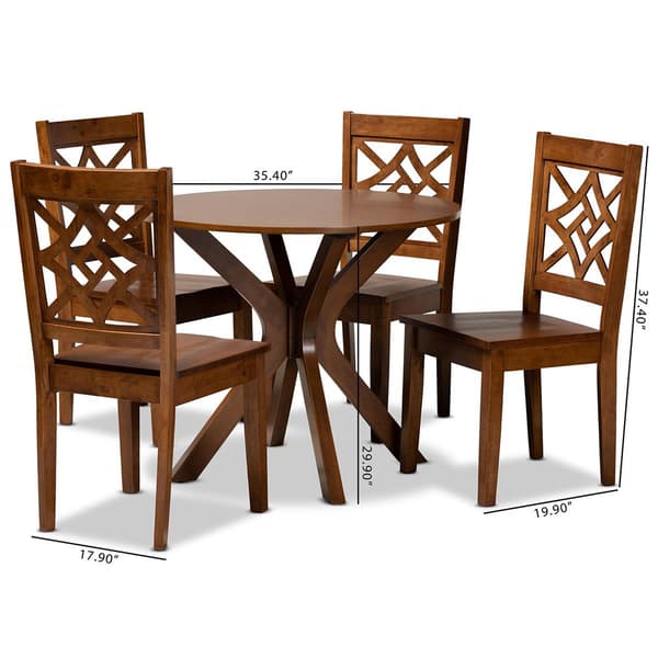 Baxton Studio Miela Walnut Brown Finished Wood 5pc. Dining Set