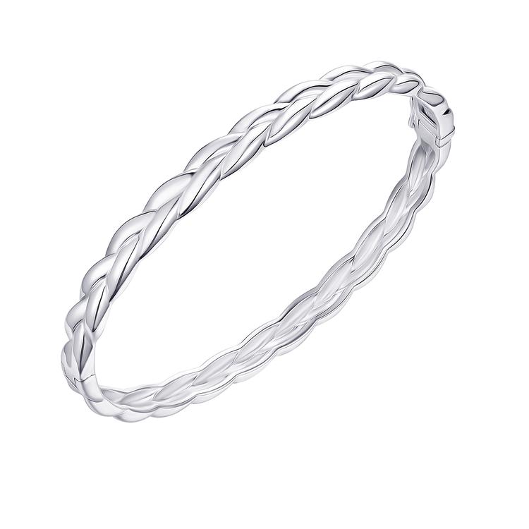 6x65mm Sterling Silver Double Weave Bangle Bracelet