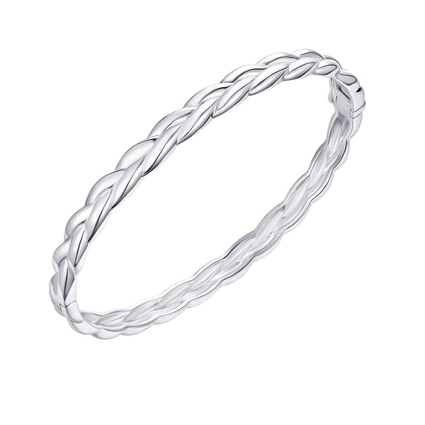 6x65mm Sterling Silver Double Weave Bangle Bracelet - image 