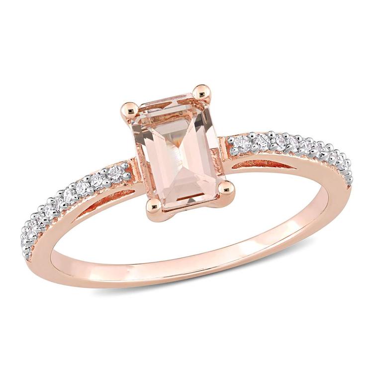 Gemstone Classics(tm) Rose Gold Emerald-Cut Morganite Ring