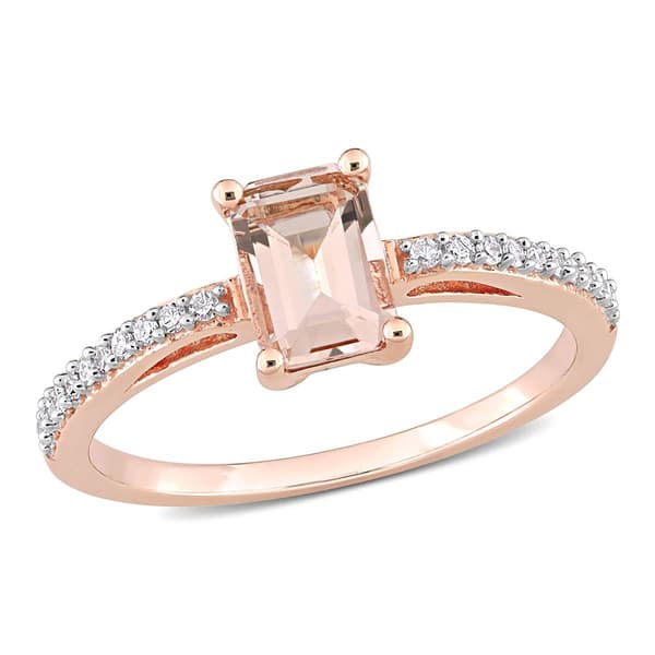 Gemstone Classics&#40;tm&#41; Rose Gold Emerald-Cut Morganite Ring - image 