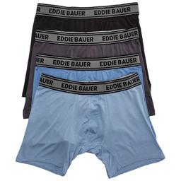 Mens Eddie Bauer(R) 4pk. Microfiber Boxer Briefs - Blue/Black