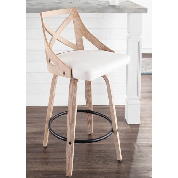 LumiSource Charlotte Farmhouse Swivel Counter Stools - Set of 2