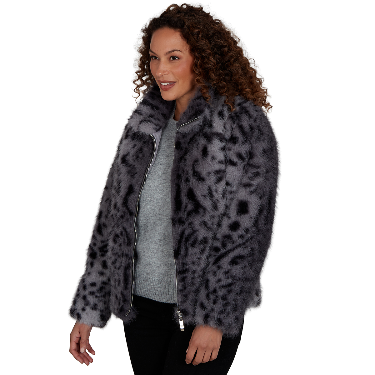 Petite Skye’s the Limit Icy Blue Sparkle Leopard Jacket