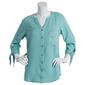 Petite Napa Valley 3/4 Sleeve Button Front Gauze Top - image 1