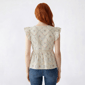 Juniors Self Esteem Flutter Sleeve Ditsy Jersey V-Neck Peplum Top - image 2