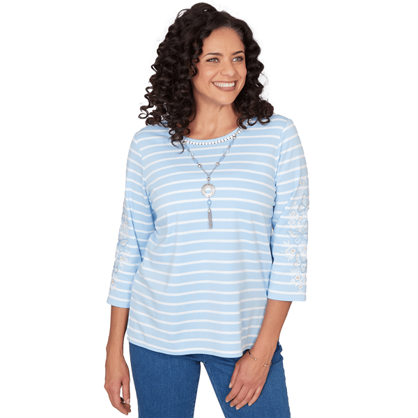 Petite Alfred Dunner Classics 3/4 Sleeve Butterflies Blouse - image 