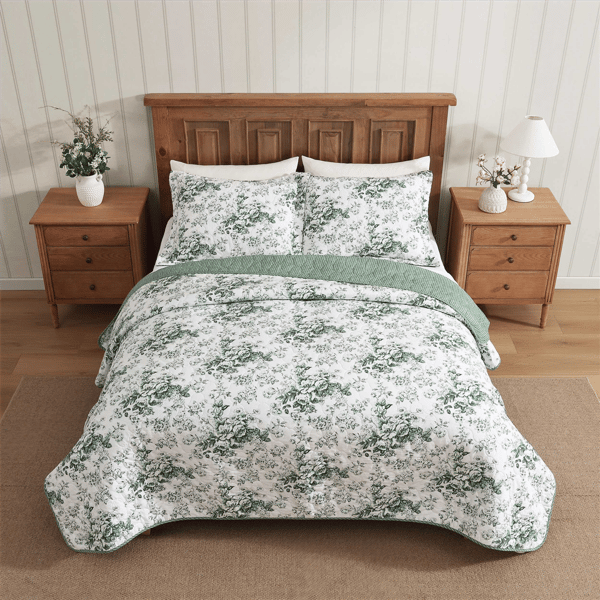 Laura Ashley Toile Delight Reversible Qulit Set