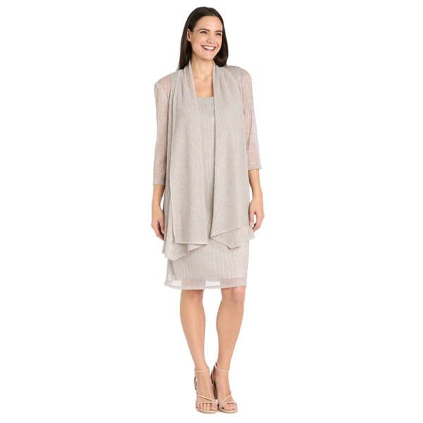 Womens R&M Richards Crinkle Pleat Flyway Jacket Dress