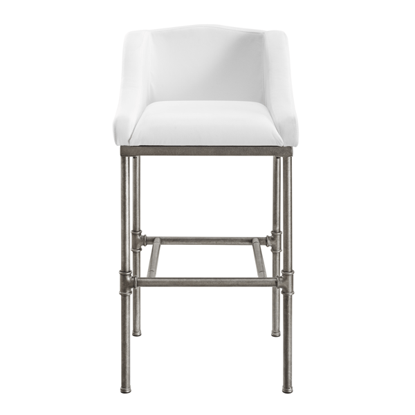 HH2 Home Dillon Low Profile Wingback White Bar Height Stool