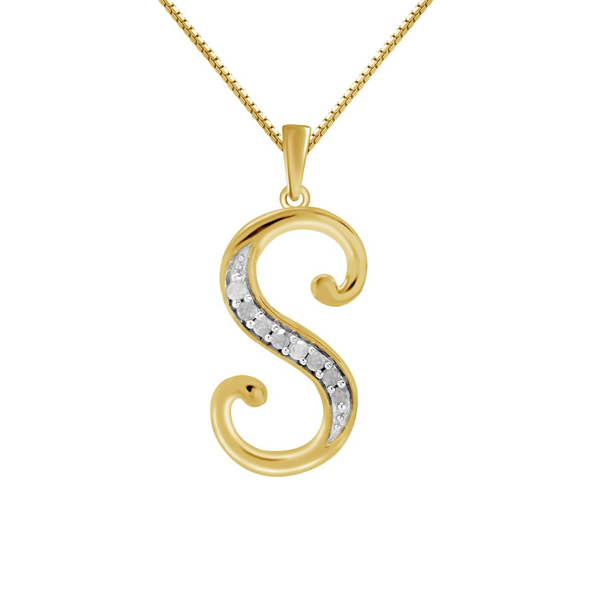 Marsala Gold Plated 1/10ctw. Diamond Initial S Pendant...