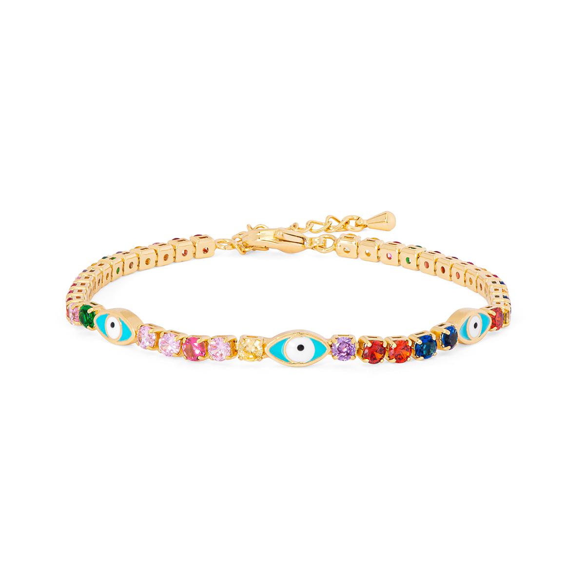 Gold Plated CZ Evil Eye Bracelet